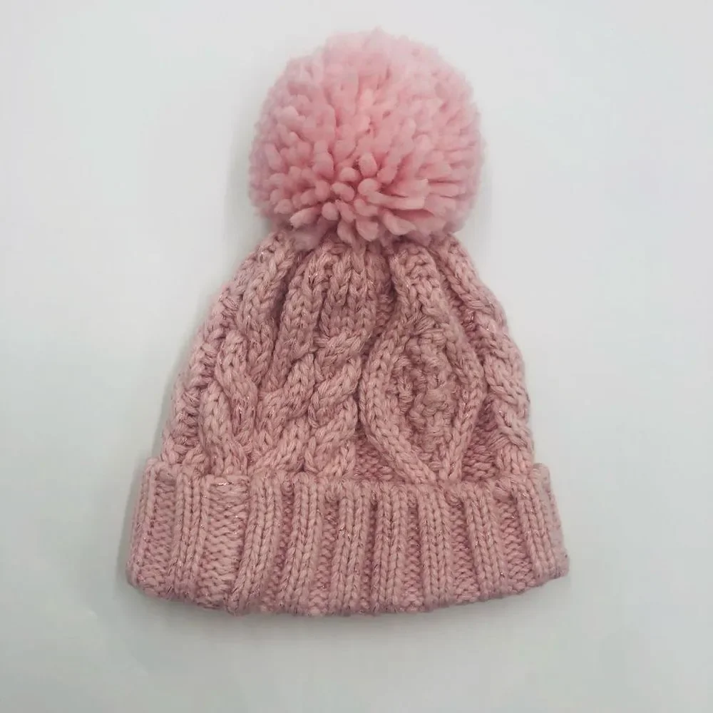 Brand New Baby Gap Pink Knitted Beanie Size Small/ Medium For Baby Girl